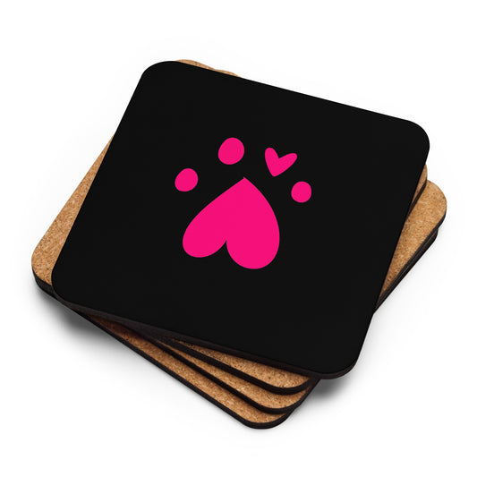 Paw Logo - Black & Pink - Coaster
