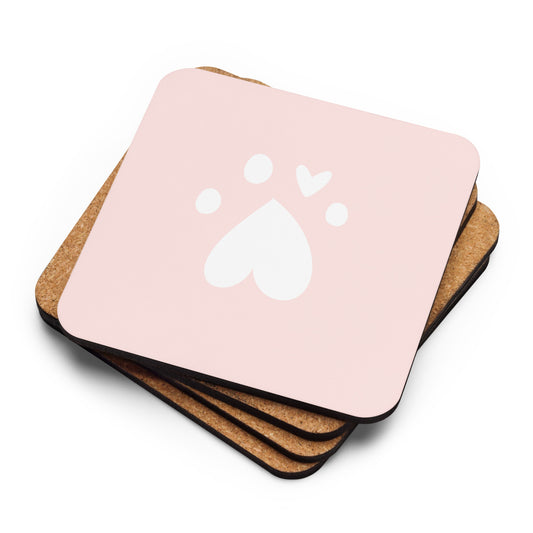 Paw Logo - Light Pink & White - Coaster