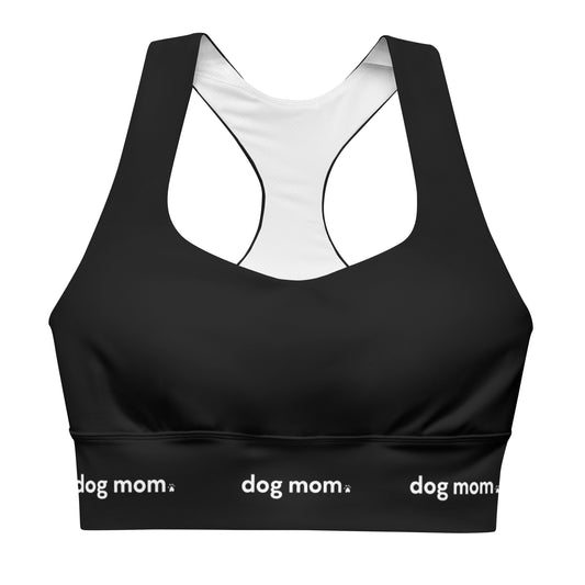 Dog Mom - Black & White - Longline Sports Bra