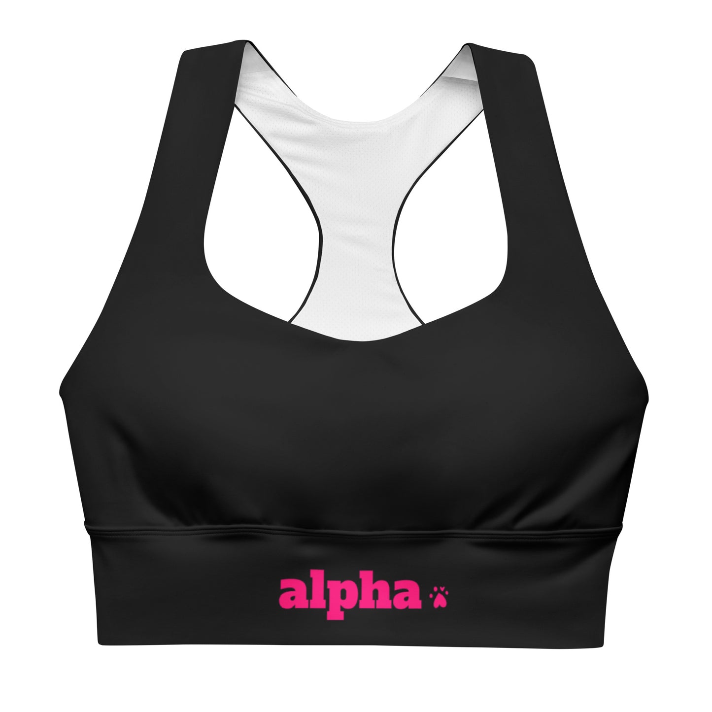 Alpha - Black & Pink - Longline Sports Bra